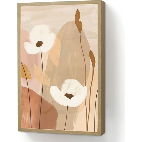 APLIQUE DE PARED Flores - Abstracto - Beige - Line art 40x60 cm (1/5)