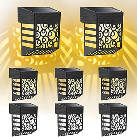 Lampes solaires RHAFAYRE pour l'extérieur, jardin, lot de 8, pour clôtures et appliques murales extérieures, étanches IP54, décoratives, pour terrasse, allées, automatiques (1/5)