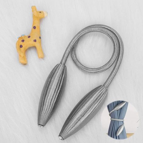 2PCS Cravate de Rideau,Noeud de Rideau créatif,Boucle de Rideau,Cravate de Rideau,Convient aux Rideaux,Rideaux de Porte,décoration de la Maison Bricolage-Gris 55cm MNS (1/4)