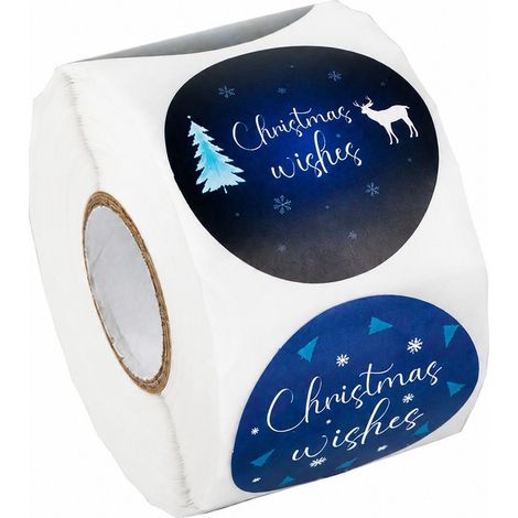 500 Sticker Weihnachten 8 Designs Blau Auto-Adhäsive Karten (1/5)