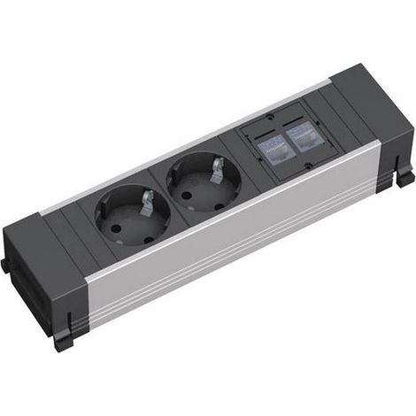 BACHMANN POWER FRAME 2xCEE7/3 2xCAT6A corto, 0,2m, 317.101