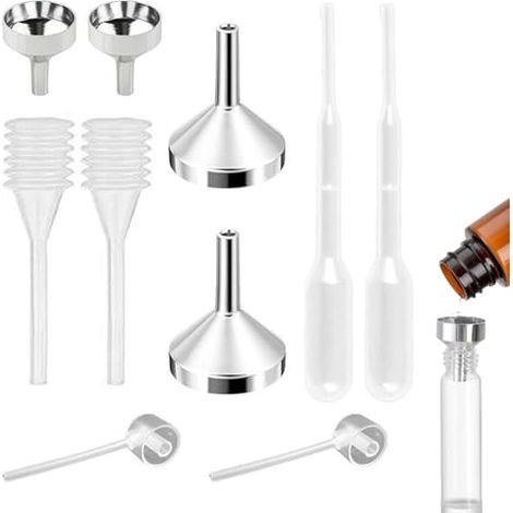 10 Mini-Trichter, kleiner Trichter, Trichter, Edelstahltrichter, Mini-Trichter für kleine Flaschen, kleiner Aluminiumtrichter, Kunststoffpipette, Kunststoffspender (1/5)