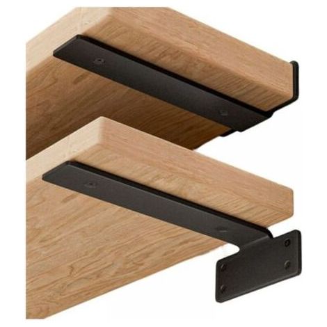 Set mit 2 Regalträgern, 15 cm, Tragkraft 75 kg, robuste schwarze Metall-Wandhalterungen für Regale (1/4)
