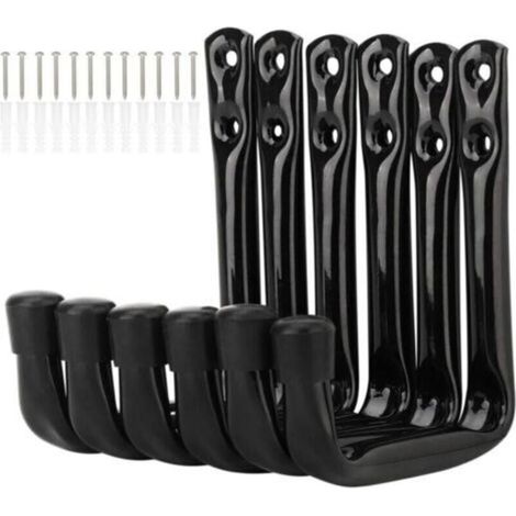 Set mit 6 robusten J-förmigen Haken zur Garagenaufbewahrung, Stahlwandhalterungen (12 cm x 9 cm)