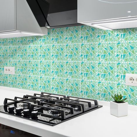 Sticker Mural Carrelage adhésif Cuisine Salle de Bain - 24 STICKERS CARREAUX DE CIMENT TERRAZZO TIAGO - 24stickers15x15cm (1/5)