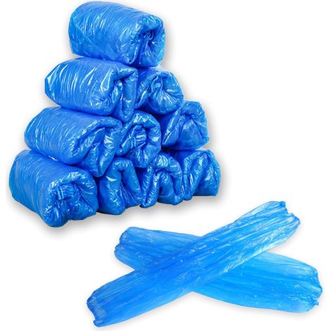 Plastic Disposable Sleeves, 200pcs Waterproof Sleeve Protector for Arm with Elastic on Cuff - Blue (1/5)