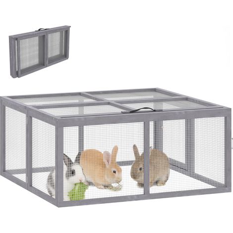 PawHut Rabbit Hutch Outdoor, Foldable & Portable, Rabbit Cage w/ Open Top (1/5)