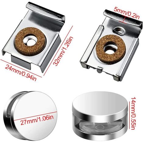 Aougo – Set di 8 clip metalliche per specchi – Montaggio a parete per specchi rotondi/quadrati – Resistenti alla corrosione – Installazione rapida su tutti i tipi di pareti (1/4)