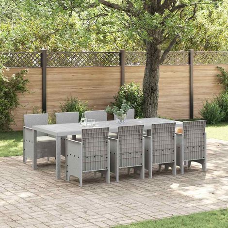 Set da Pranzo per Giardino 9 pz Bianco Polipropilene vidaXL (1/5)