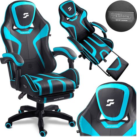Gaming-Stuhl mit Fußstütze, verstellbarer Rückenlehne und Höhenverstellung