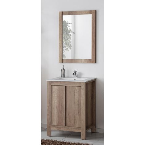 Badezimmer Waschplatz inkl. 61cm Waschtisch, Country Eiche Nb. MOSINA-56, B x H x T ca. 61 x 200 x 46cm (1/5)