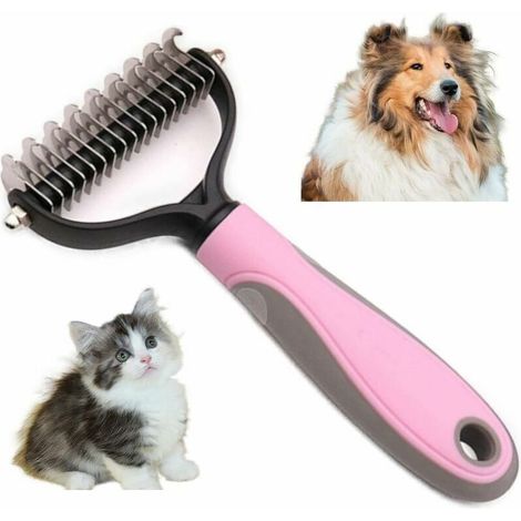 Hundebürste Katzenbürste, Entwirrender Fellstriegel für mittel- bis langhaarige Hunde und Katzen, Unterfellkamm entfernt Unterwolle und Verfilzungen (1/4)