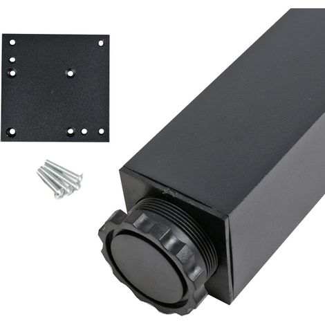Tischbein Bistrobein Schwarz Eckig 60 x 60mm Höhe 1100mm Möbelfuss aus Metall (1/2)
