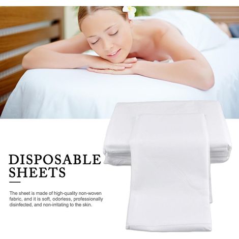 Lot 100 draps de table spa jetables 180x80cm, housses imperméables pour table de massage, protection non tissée (1/5)