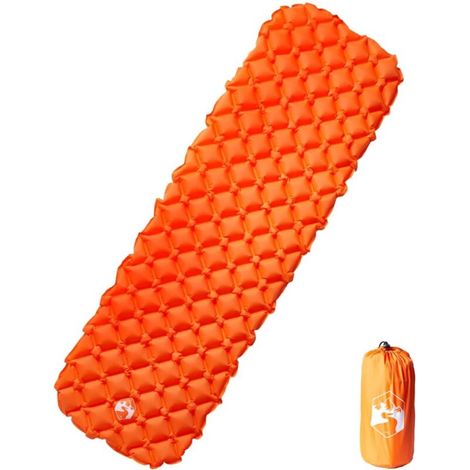 Orangefarbene, aufblasbare Campingmatratze für 1 Person, 190 x 58 x 6 cm (1/5)