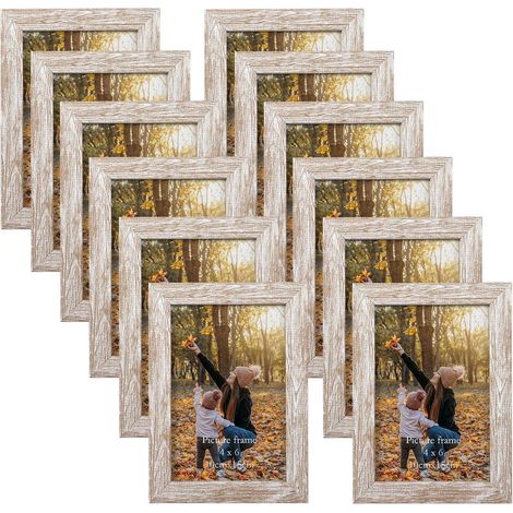12er Set Bilderrahmen 10x15 cm Beige Fotorahmen Collage Plexiglas Natur (1/5)