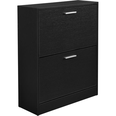 Zapatero armario mueble zapatero almacenamiento 2 compartimentos tablero de partículas 63 x 24 x 81 cm negro 030005171 (1/4)