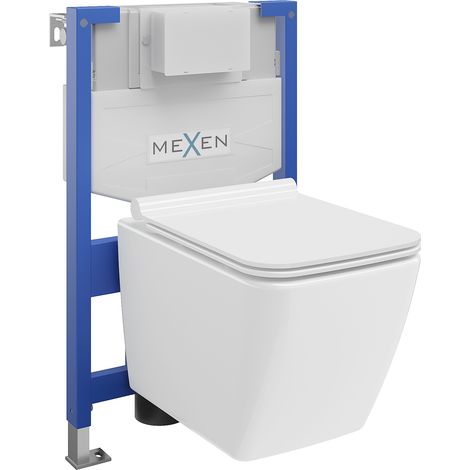 Mexen Vega conjunto empotrado WC bastidor Fenix XS-F con taza WC y tapa de cierre suave, blanco brillante - 68030654000 (1/3)