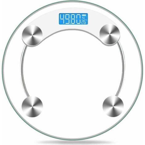 Digital glass bathroom scale with 180 kg capacity and LCD screen, transparent white (1/5)