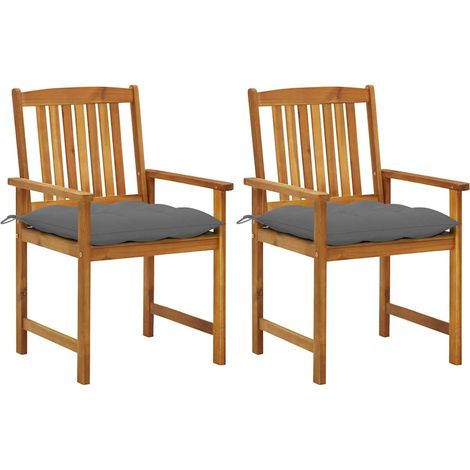 Lot de 2 Chaises de jardin avec coussins - Chaises d'extérieur pour terrasse/jardin Bois d'acacia massif BV824069 - BonneVie (1/5)
