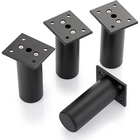 Pieds de meubles réglables, pieds de lit pour surélever les meubles, en alliage d'aluminium, pour cadre de lit, armoire, table (noir, hauteur 100 mm) (1/5)