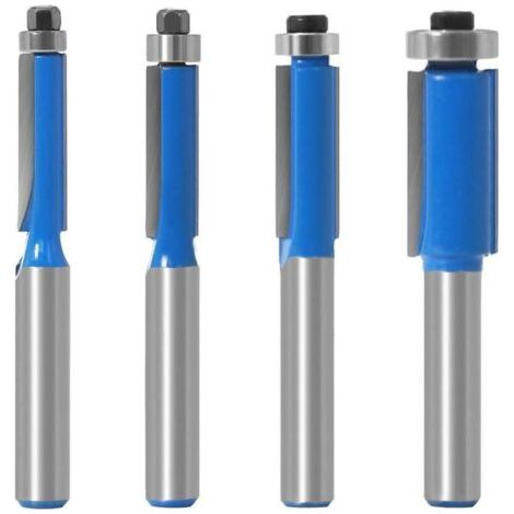 Fraise à bois 4Pcs Fraise Copier 8 MM avec roulement supérieur pour routeur - Garniture affleurante et fraisage menuiserie bricolage (YG6 carbure, 25 mm) (1/4)
