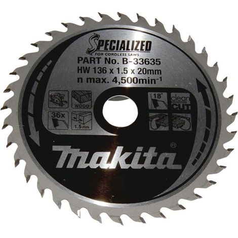 Makita - Lama da sega per legno 136x20 mm, 36 denti B-33635