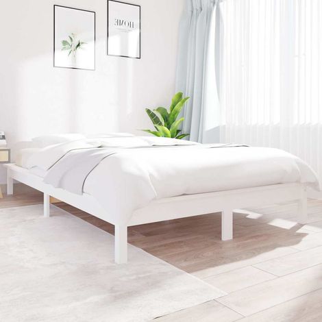 Cadre de lit sans matelas blanc 160x200 cm bois massif (1/5)