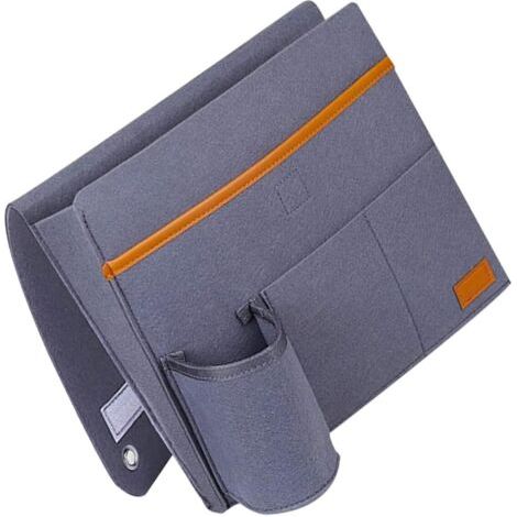 Sac de rangement en feutre gris fumé pour accoudoir, sac de rangement latéral multifonctionnel, adapté aux canapés et fauteuils, rangement compartimenté pratique. (1/4)