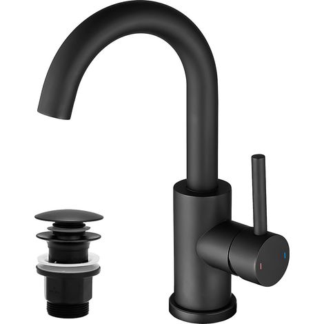 Robinet de salle de bain haut avec bonde - Noir (1/5)