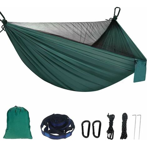 Camping-Hängematte mit Moskitonetz, 300 kg Tragkraft, atmungsaktiv, tragbar, schnell trocknend, ultraleichte Hängematte aus Fallschirm-Nylon für drinnen und draußen, Garten
