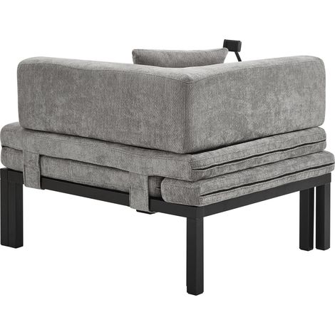 Divano letto pieghevole singolo estraibile in velluto grigio chiaro 176x81x64 cm MODENUIT (1/5)