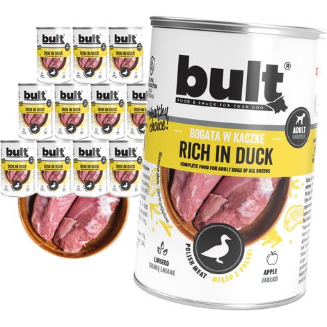 Comida húmeda para perros enlatada rica en pato, paquete de 12 x 400 g. (1/2)