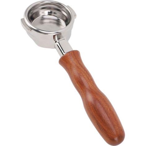 Porte-filtre sans fond de 58 mm avec 2 oreilles, compatible avec le groupe E61 pour Faema et Expobar. Porte-filtre sans fond en acier inoxydable avec poignée. (1/5)