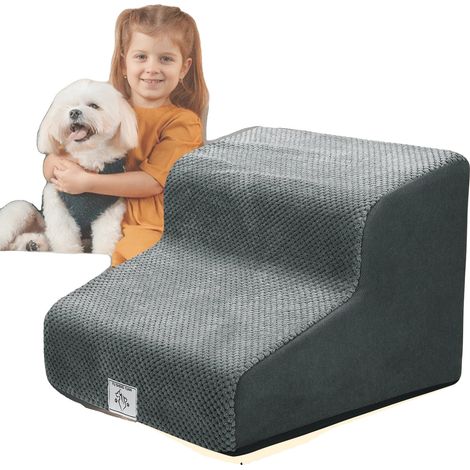 Escalones para mascotas, diseño antideslizante, funda lavable a máquina, GRIS (1/2)