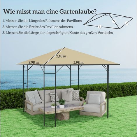 Lona de techo para cenador 3 x 3 m impermeable UPF30+ de poliéster beige HAVRYA (1/3)