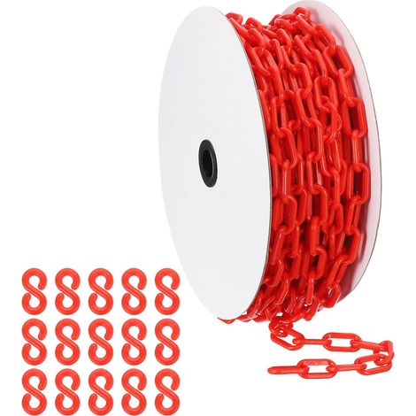 22M Chaîne en Plastique pour Contrôle des Sécurité 6mm Rouge (1/5)