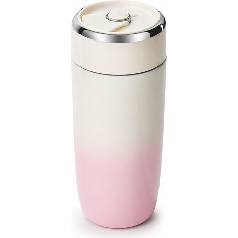 Blender portable rechargeable avec gobelet isotherme sous vide, dégradé rose et blanc, avec paille, BXG06 (1/5)