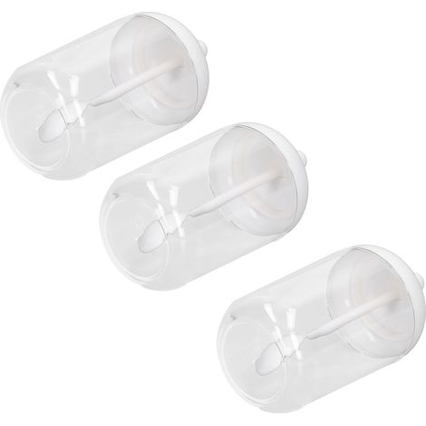 Set aus 3 runden weißen Gewürzgläsern mit Löffel, luftdichter, transparenter Behälter für Salz, Pfeffer und Würzmittel, ideal für die heimische Küche. (1/5)