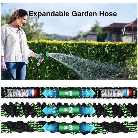 Tuyau d'arrosage 45M/150FT, Tuyau Arrosage Extensible avec Connecteurs 1/2" et 3/4", Anti-pliage et Anti-fuite, Buse de Pulvérisation 10 Fonctions pour l'arrosage du Jardin, le Lavage (1/5)