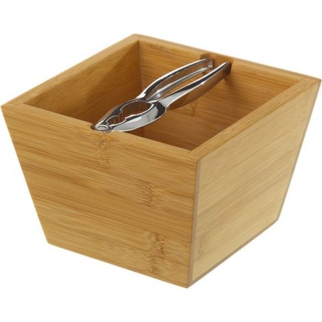 Casse-noix bambou et métal chromé - 16x16x11cm (1/4)