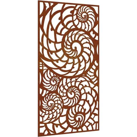 Décoration murale de jardin, 105 x 55 cm, motif coquillage en acier Corten (1/5)