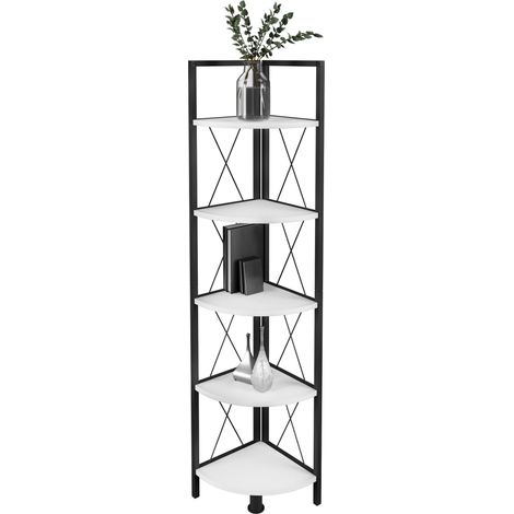 Metal Wood Corner Shelf Books Insasi 5x 160x34x34 - VCM