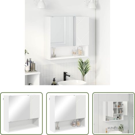 vidaXL Badezimmer Spiegelschrank - Spiegelschrank Wandmontiert Weiß 59 x 17 x 55 cm Holzwerkstoff (1/5)