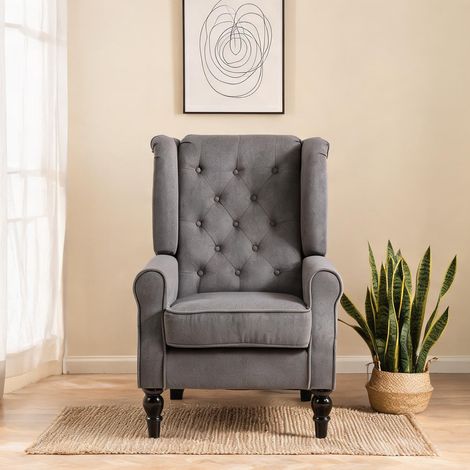 Fauteuil coloris gris foncé en polyester 74 x 86 x 102 cm (1/5)