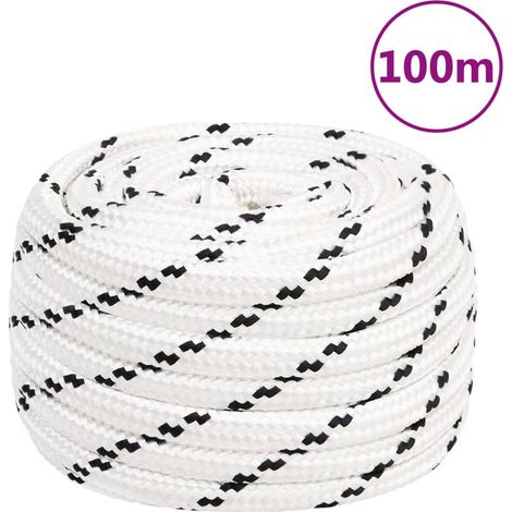 Corde de travail Blanc,Cordage durable et polyvalente 16 mm 100 m Polyester -BV85398 (1/5)