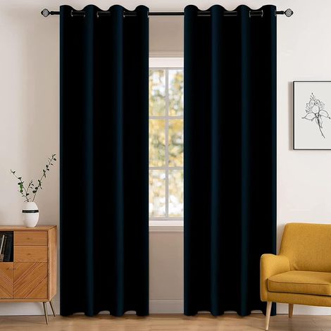Lot De 2 Rideau Occultant, 140x280cm, Oeillet Acier Inoxydable, Polyester Triple Tissage, Isolation Thermique, Pour Salon Et Chambre (1/5)