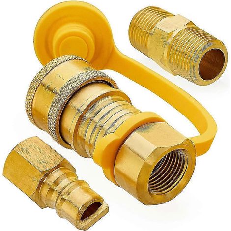 Raccords rapides pour gaz naturel 3/8 po, laiton massif 100 % pour tuyau de propane, déconnexion rapide K (1/5)