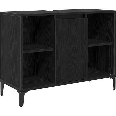 Maison Exclusive - Armadio sottolavello con porta Rovere Nero 80 x 33 x 60 cm