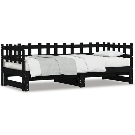 Maison Exclusive - Dormeuse Estraibile Nera 2x(80x200) cm Legno Massello di Pino
